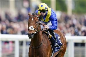 YORK, ENGLAND - MAY 12: Richard Kingscote riding Desert Crown win The Al Basti Equiworld Dubai Dante Stakes at York Racecourse on May 12, 2022 in York, England. (Photo by Alan Crowhurst/Getty Images)