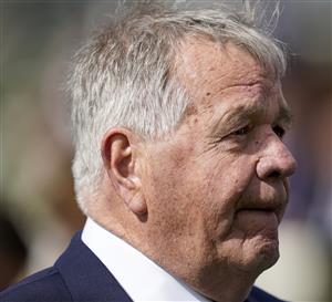 YORK, ENGLAND - MAY 12: Sir Michael Stoute poses after his Desert Crown wins The Al Basti Equiworld Dubai Dante Stakes at York Racecourse on May 12, 2022 in York, England. (Photo by Alan Crowhurst/Getty Images)