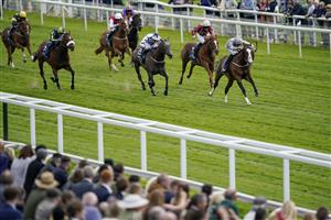 YORK, ENGLAND - MAY 12: Daniel Tudhope riding Last Crusader (R) win The British Stallion Studs EBF Westow Stakes at York Racecourse on May 12, 2022 in York, England. (Photo by Alan Crowhurst/Getty Images)