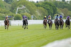 YORK, ENGLAND - MAY 12: Richard Kingscote riding Desert Crown (L) win The Al Basti Equiworld Dubai Dante Stakes at York Racecourse on May 12, 2022 in York, England. (Photo by Alan Crowhurst/Getty Images)