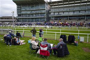 YORK, ENGLAND - MAY 13: A general view as racegoers in the Clocktower Enclosure wait for the start of the first race at York Racecourse on May 13, 2022 in York, England. (Photo by Alan Crowhurst/Getty Images)