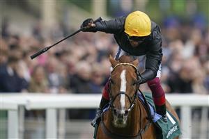 YORK, ENGLAND - MAY 13: Frankie Dettori celebrates victory as he rides Stradivarius to win The Paddy Power Yorkshire Cup Stakes at York Racecourse on May 13, 2022 in York, England. (Photo by Alan Crowhurst/Getty Images)