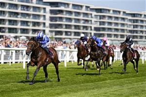 NEWBURY, ENGLAND - MAY 14: Jim Crowley riding Baaeed win The Al Shaqab Lockinge Stakes at Newbury Racecourse on May 14, 2022 in Newbury, England. (Photo by Alan Crowhurst/Getty Images)