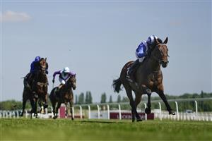 NEWBURY, ENGLAND - MAY 14: Jim Crowley riding Baaeed (R) win The Al Shaqab Lockinge Stakes at Newbury Racecourse on May 14, 2022 in Newbury, England. (Photo by Alan Crowhurst/Getty Images)