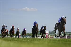 NEWBURY, ENGLAND - MAY 14: Jim Crowley riding Baaeed (R) win The Al Shaqab Lockinge Stakes at Newbury Racecourse on May 14, 2022 in Newbury, England. (Photo by Alan Crowhurst/Getty Images)
