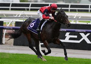 MELBOURNE, AUSTRALIA - MAY 14: Jye McNeil riding Doull winning Race 1, the Next Generation Sprinters Series Heat 1, during Melbourne Racing at Flemington Racecourse on May 14, 2022 in Melbourne, Australia. (Photo by Vince Caligiuri/Getty Images)
