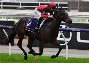 MELBOURNE, AUSTRALIA - MAY 14: Jye McNeil riding Doull winning Race 1, the Next Generation Sprinters Series Heat 1, during Melbourne Racing at Flemington Racecourse on May 14, 2022 in Melbourne, Australia. (Photo by Vince Caligiuri/Getty Images)