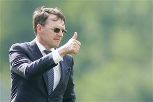 EPSOM, ENGLAND - JUNE 03: The thumbs up from Aidan O'Brien after Tuesday's victory in The Cazoo Oaks during Ladies Day at Epsom Racecourse on June 03, 2022 in Epsom, England. (Photo by Alan Crowhurst/Getty Images)