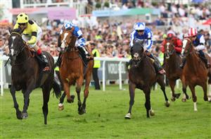 EPSOM, ENGLAND - JUNE 03: Andrea Atzeni riding Royal Champion to victory in the Cazoo Handicap during Ladies Day at Epsom Racecourse on June 03, 2022 in Epsom, England. (Photo by Andrew Redington/Getty Images)
