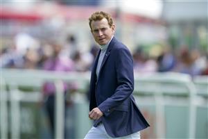 EPSOM, ENGLAND - JUNE 03: Jockey Ryan Moore on the track during Ladies Day at Epsom Racecourse on June 03, 2022 in Epsom, England. (Photo by Alan Crowhurst/Getty Images)