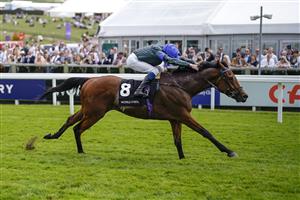 EPSOM, ENGLAND - JUNE 03: William Buick riding Totally Charming win The World Pool Handicap during Ladies Day at Epsom Racecourse on June 03, 2022 in Epsom, England. (Photo by Alan Crowhurst/Getty Images)