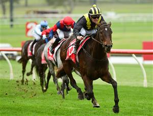 MELBOURNE, AUSTRALIA - JUNE 11: Will Price riding Moscow Red winning Race 3, the Ladbrokes Switch Handicap, during Melbourne Racing at Sandown Hillside on June 11, 2022 in Melbourne, Australia. (Photo by Vince Caligiuri/Getty Images)