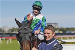 SYDNEY, AUSTRALIA - JUNE 11: Reece Jones on Waihaha Falls returns to scale after winning race 3 the 50 Year And Life Members Handicap during Sydney Racing at Royal Randwick Racecourse on June 11, 2022 in Sydney, Australia. (Photo by Mark Evans/Getty Images)