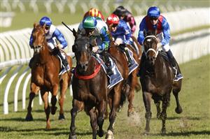 SYDNEY, AUSTRALIA - JUNE 11: Reece Jones on Waihaha Falls wins race 3 the 50 Year And Life Members Handicap during Sydney Racing at Royal Randwick Racecourse on June 11, 2022 in Sydney, Australia. (Photo by Mark Evans/Getty Images)
