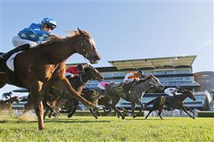 SYDNEY, AUSTRALIA - JUNE 11: Dylan Gibbons on Wingardium (R) wins race 2 the Schweppes Handicap during Sydney Racing at Royal Randwick Racecourse on June 11, 2022 in Sydney, Australia. (Photo by Mark Evans/Getty Images)