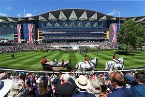 ASCOT, ENGLAND - JUNE 14: The Prince of Wales with The Duchess of Cornwall are seen in the royal procession as they enter the parade ring during Royal Ascot 2022 at Ascot Racecourse on June 14, 2022 in Ascot, England. (Photo by Alex Livesey/Getty Images)