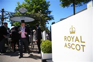 ASCOT, ENGLAND - JUNE 14: A Royal Ascot sign is seen ahead of the start of Royal Ascot 2022 at Ascot Racecourse on June 14, 2022 in Ascot, England. (Photo by Alex Livesey/Getty Images)