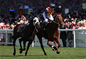 ASCOT, ENGLAND - JUNE 14: James McDonald riding Nature Strip celebrates victory in the The King's Stand Stakes during Royal Ascot 2022 at Ascot Racecourse on June 14, 2022 in Ascot, England. (Photo by Ryan Pierse/Getty Images)