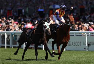 ASCOT, ENGLAND - JUNE 14: James McDonald riding Nature Strip celebrates victory in the The King's Stand Stakes during Royal Ascot 2022 at Ascot Racecourse on June 14, 2022 in Ascot, England. (Photo by Ryan Pierse/Getty Images)
