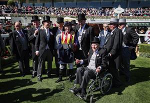 ASCOT, ENGLAND - JUNE 14: James McDonald riding Nature Strip celebrates victory in the The King's Stand Stakes with trainer Chris Waller during Royal Ascot 2022 at Ascot Racecourse on June 14, 2022 in Ascot, England. (Photo by Ryan Pierse/Getty Images)