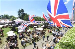 ASCOT, ENGLAND - JUNE 14: A general view of bunting during Royal Ascot 2022 at Ascot Racecourse on June 14, 2022 in Ascot, England. (Photo by Eamonn M. McCormack/Getty Images for Ascot Racecourse)