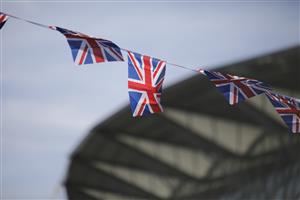 ASCOT, ENGLAND - JUNE 14: A general view of bunting during Royal Ascot 2022 at Ascot Racecourse on June 14, 2022 in Ascot, England. (Photo by John Phillips/Getty Images for Ascot Racecourse)