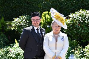 ASCOT, ENGLAND - JUNE 15: William Chambers and Diana McElhom attend Royal Ascot 2022 at Ascot Racecourse on June 15, 2022 in Ascot, England. (Photo by Kirstin Sinclair/Getty Images for Royal Ascot)