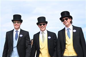 ASCOT, ENGLAND - JUNE 15: Racegoers pose for pictures during Royal Ascot 2022 at Ascot Racecourse on June 15, 2022 in Ascot, England. (Photo by Eamonn M. McCormack/Getty Images for Ascot Racecourse)