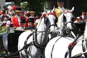 ASCOT, ENGLAND - JUNE 15: The royal procession during Royal Ascot 2022 at Ascot Racecourse on June 15, 2022 in Ascot, England. (Photo by Eamonn M. McCormack/Getty Images for Ascot Racecourse)