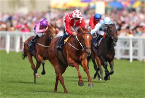 ASCOT, ENGLAND - JUNE 15: Saffron Beach ridden by William Buick wins The Duke Of Cambridge Stakes during Day Two of Royal Ascot 2022 at Ascot Racecourse on June 15, 2022 in Ascot, England. (Photo by Alex Livesey/Getty Images)