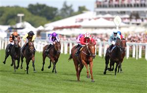 ASCOT, ENGLAND - JUNE 15: Saffron Beach ridden by William Buick wins The Duke Of Cambridge Stakes during Day Two of Royal Ascot 2022 at Ascot Racecourse on June 15, 2022 in Ascot, England. (Photo by Alex Livesey/Getty Images)