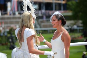 ASCOT, ENGLAND - JUNE 16: Racegoers arrive for day three of Royal Ascot 2022 at Ascot Racecourse on June 16, 2022 in Ascot, England. (Photo by Alex Livesey/Getty Images)