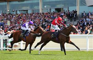 ASCOT, ENGLAND - JUNE 16: The Riddler ridden by Paul Hanagan beats Walbank ridden by Rossa Ryan to win The Norfolk Stakes during day three of Royal Ascot 2022 at Ascot Racecourse on June 16, 2022 in Ascot, England. (Photo by Alex Livesey/Getty Images)