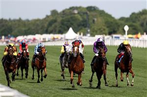 ASCOT, ENGLAND - JUNE 16: Kyprios (Black + red cap) ridden by Ryan Moore wins the Gold Cup from Mojo Star (purple) ridden by Rossa Ryan and Stradivarius (black) ridden by Frankie Dettori during Day Three of Royal Ascot 2022 at Ascot Racecourse on June 16, 2022 in Ascot, England. (Photo by Ryan Pierse/Getty Images)