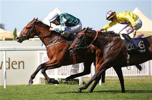 ASCOT, ENGLAND - JUNE 16: Magical Lagoon ridden by Shane Foley beats Sea Silk Road ridden by Tom Marquand to win The Ribblesdale Stakes during day three of Royal Ascot 2022 at Ascot Racecourse on June 16, 2022 in Ascot, England. (Photo by Alex Livesey/Getty Images)