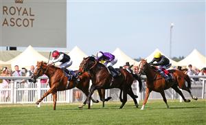 ASCOT, ENGLAND - JUNE 16: Kyprios ridden by Ryan Moore beats Mojo Star (6) ridden by Rossa Ryan and Stradivarius (3) ridden by Frankie Dettori on the way to winning The Gold Cup during day three of Royal Ascot 2022 at Ascot Racecourse on June 16, 2022 in Ascot, England. (Photo by Alex Livesey/Getty Images)