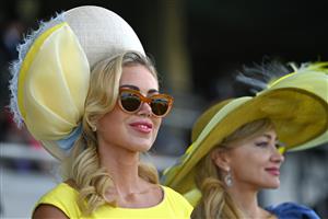 ASCOT, ENGLAND - JUNE 16: Kate Ozerov and guest during Royal Ascot 2022 at Ascot Racecourse on June 16, 2022 in Ascot, England. (Photo by Eamonn M. McCormack/Getty Images for Ascot Racecourse)