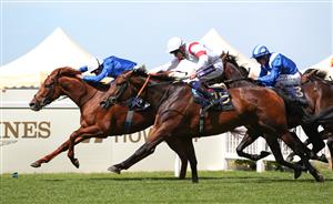 ASCOT, ENGLAND - JUNE 16: Secret State ridden by William Buick beats Deauville Legend ridden by Daniel Muscutt to win The King George V Stakes during day three of Royal Ascot 2022 at Ascot Racecourse on June 16, 2022 in Ascot, England. (Photo by Alex Livesey/Getty Images)