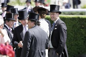 ASCOT, ENGLAND - JUNE 17: Prince William, Duke of Cambridge smiles in the parade ring at Royal Ascot 2022 at Ascot Racecourse on June 17, 2022 in Ascot, England. (Photo by John Phillips/Getty Images for Ascot Racecourse)