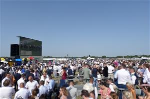 ASCOT, ENGLAND - JUNE 17: Racegoers watch the racing during Royal Ascot 2022 at Ascot Racecourse on June 17, 2022 in Ascot, England. (Photo by Eamonn M. McCormack/Getty Images for Ascot Racecourse)
