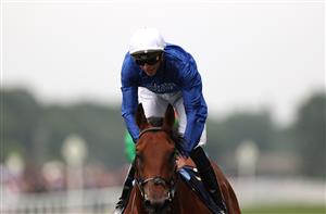 ASCOT, ENGLAND - JUNE 18: Naval Crown ridden by James Doyle reacts after winning The Platinum Jubilee Stakes during Royal Ascot 2022 at Ascot Racecourse on June 18, 2022 in Ascot, England. (Photo by Ryan Pierse/Getty Images)