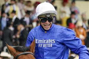 ASCOT, ENGLAND - JUNE 18: James Doyle after riding Naval Crown to win The Platinum Jubilee Stakes during Royal Ascot 2022 at Ascot Racecourse on June 18, 2022 in Ascot, England. (Photo by Alan Crowhurst/Getty Images)