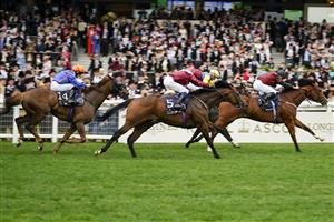 ASCOT, ENGLAND - JUNE 18: Ryan Moore riding Rohaan (R) win The Wokingham Stakes during Royal Ascot 2022 at Ascot Racecourse on June 18, 2022 in Ascot, England. (Photo by Alan Crowhurst/Getty Images)