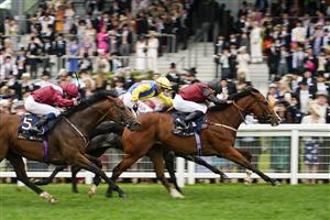 ASCOT, ENGLAND - JUNE 18: Ryan Moore riding Rohaan (R) win The Wokingham Stakes during Royal Ascot 2022 at Ascot Racecourse on June 18, 2022 in Ascot, England. (Photo by Alan Crowhurst/Getty Images)