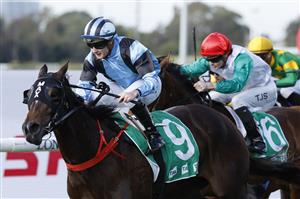 SYDNEY, AUSTRALIA - JUNE 18: Reece Jones on Don'tforgetmonica wins race 2, the TAB Highway Handicap during Sydney Racing at Rosehill Gardens on June 18, 2022 in Sydney, Australia. (Getty)