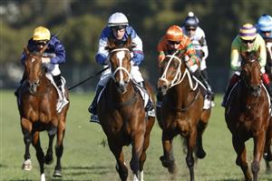 SYDNEY, AUSTRALIA - JUNE 18: William Pike on Skyman wins race 7 the Drinkwise W.J. McKell Cup during Sydney Racing at Rosehill Gardens on June 18, 2022 in Sydney, Australia. (Photo by Mark Evans/Getty Images)