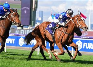 MELBOURNE, AUSTRALIA - JUNE 18: Blaike McDougall riding Grande Rumore winning Race 4, the Bruce Gadsden Handicap, during Melbourne Racing at Flemington Racecourse on June 18, 2022 in Melbourne, Australia. (Photo by Vince Caligiuri/Getty Images)