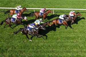 MELBOURNE, AUSTRALIA - JUNE 18: Craig Newitt riding Saracen Knight winning Race 1, the Murray Cox Handicap, during Melbourne Racing at Flemington Racecourse on June 18, 2022 in Melbourne, Australia. (Photo by Vince Caligiuri/Getty Images)