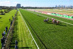 MELBOURNE, AUSTRALIA - JUNE 18: Craig Newitt riding Saracen Knight winning Race 1, the Murray Cox Handicap, during Melbourne Racing at Flemington Racecourse on June 18, 2022 in Melbourne, Australia. (Photo by Vince Caligiuri/Getty Images)
