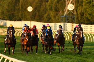 MELBOURNE, AUSTRALIA - JUNE 18: Matthew Cartwright riding Zac De Boss (L) winning Race 9, the 2022 Country Achiever Gwenda Johnstone, during Melbourne Racing at Flemington Racecourse on June 18, 2022 in Melbourne, Australia. (Photo by Vince Caligiuri/Getty Images)